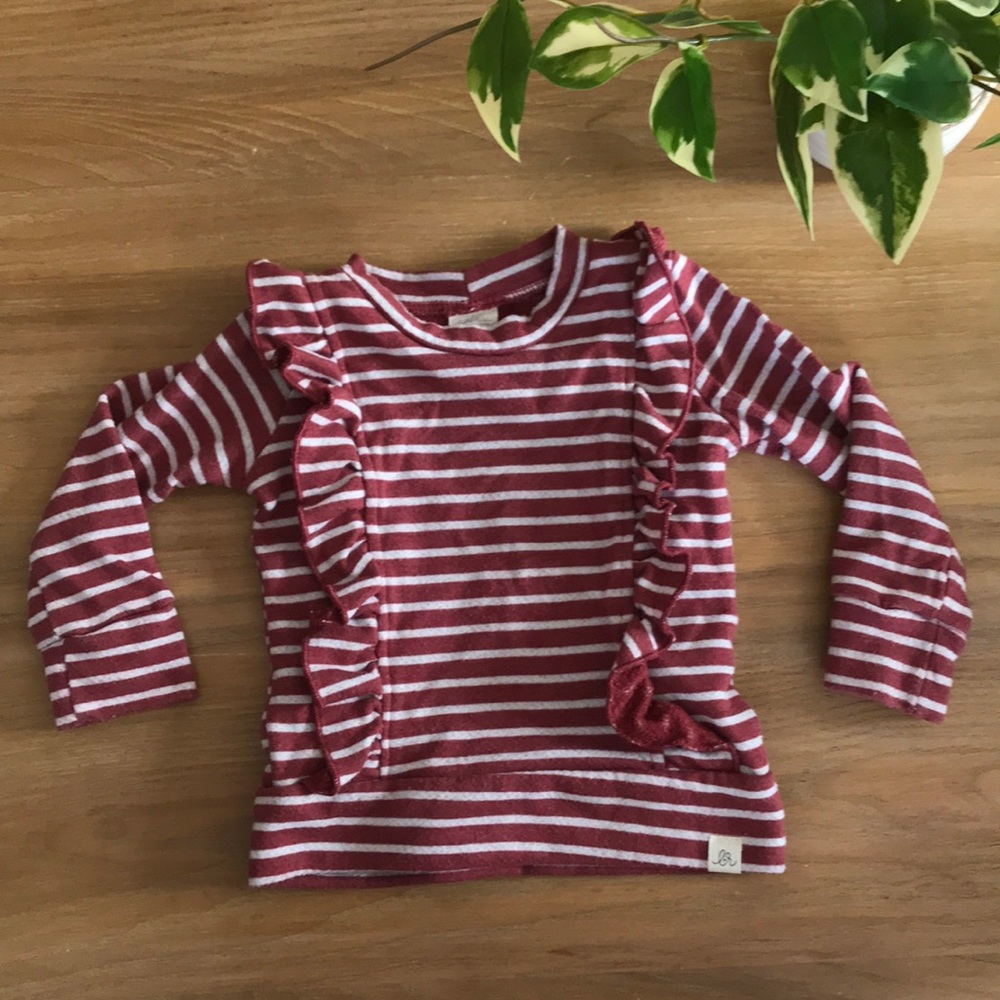 Lulu and Roo striped ruffle shirt 12-18M